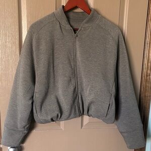 Heather Gray Zip-Up Cropped Jacket
